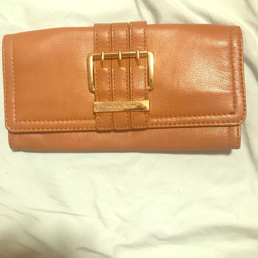 Michael Kors large leather buckle clutch